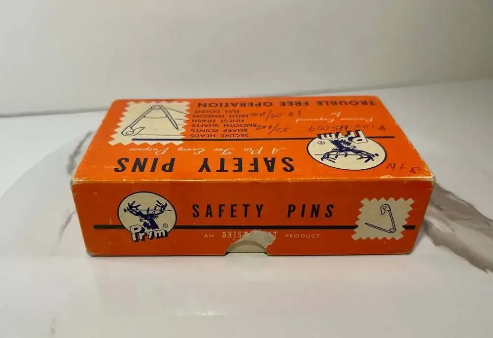 Rare Vintage USA Prym Safety Pins Brass Size 00 Gilt Gold Plated 10 Gross